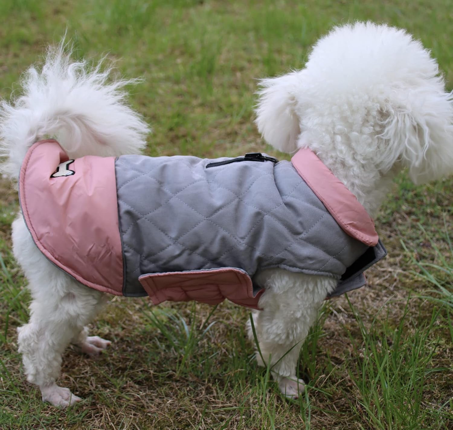 Reversible Dog Coats for Small Dogs Waterproof Warm Dog Jacket for Cold Winter,Pink and Grey M