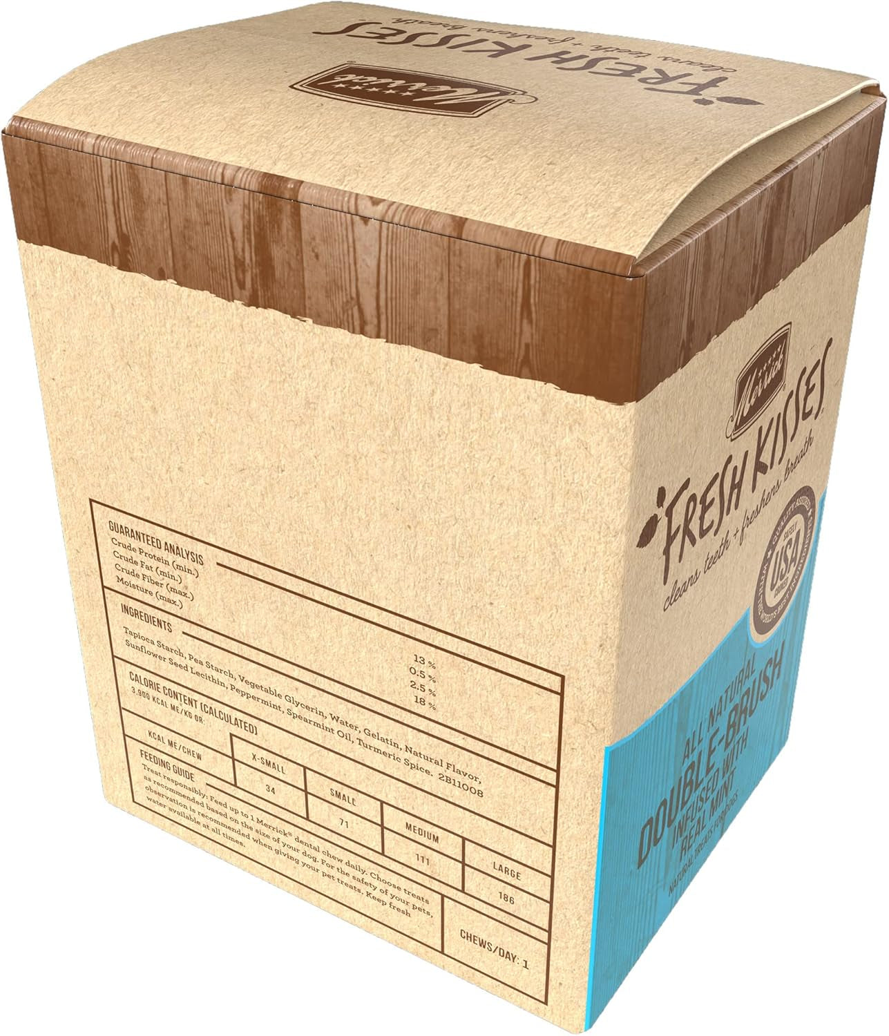 Fresh Kisses Natural Dental Chews, Toothbrush Shape Treat Infused with Real Mint, for Large Dogs - 22 Ct. Box