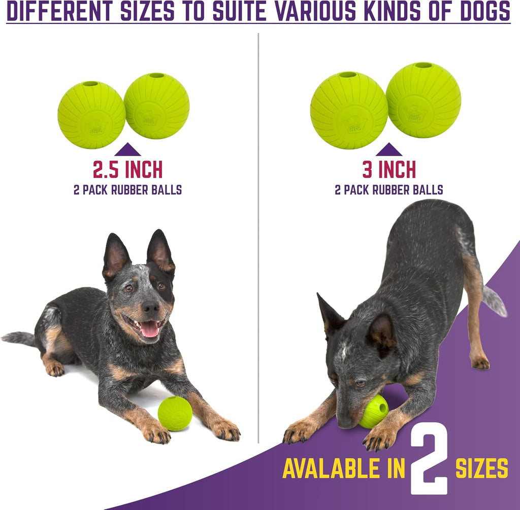 by Mammoth Supreme Rubber Dog Fetch Balls (8-Pack), Durable 3” Natural Rubber Balls with Safety Air Vent, High Bounce Fetch Toys for Aggressive Chewers, Launcher Compatible - Yellow