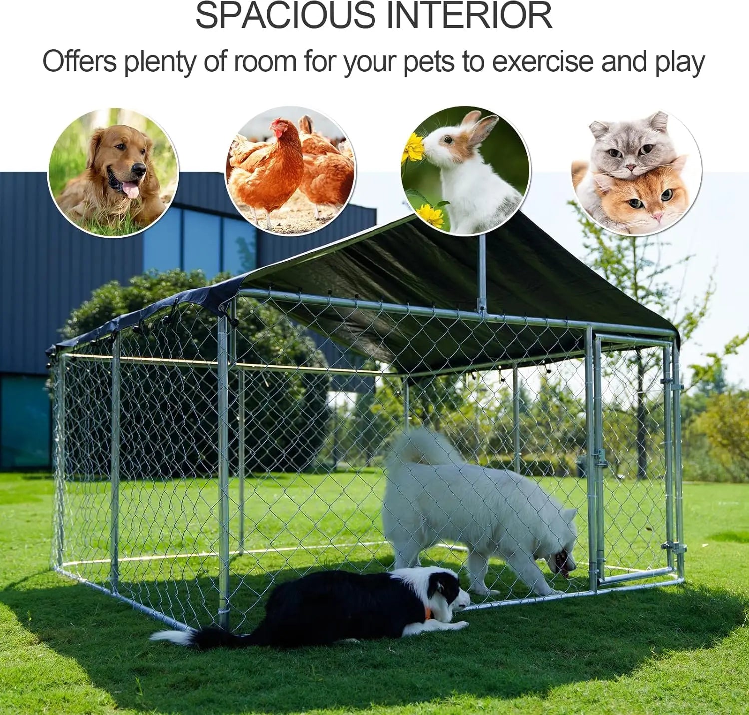 Outdoor Pet Playpen Heavy Duty Dog Kennel House Mesh Dog Big Cage Steel Fence Secure Lock