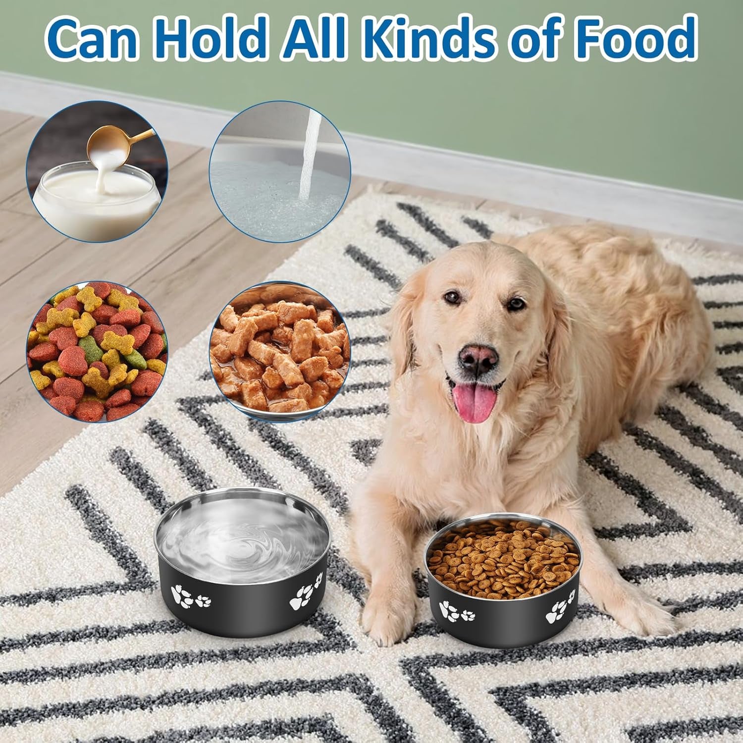 Kennel Water Bowls No Spill, 2Pack Stainless Steel Dog Food & Water Bowls for Kennel Cage Crate, Hanging Pet Bowls for Small and Large Dogs, Cats...(7.1 * 2.8”& 6.3 * 2.6”)