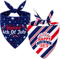 4Th of July Bandanas for Dog - 2 Pcs Reversible Patriotic Dog Bandanas with Star for Fourth of July Memorial Independence Day Parades Freedom Day Family Photos
