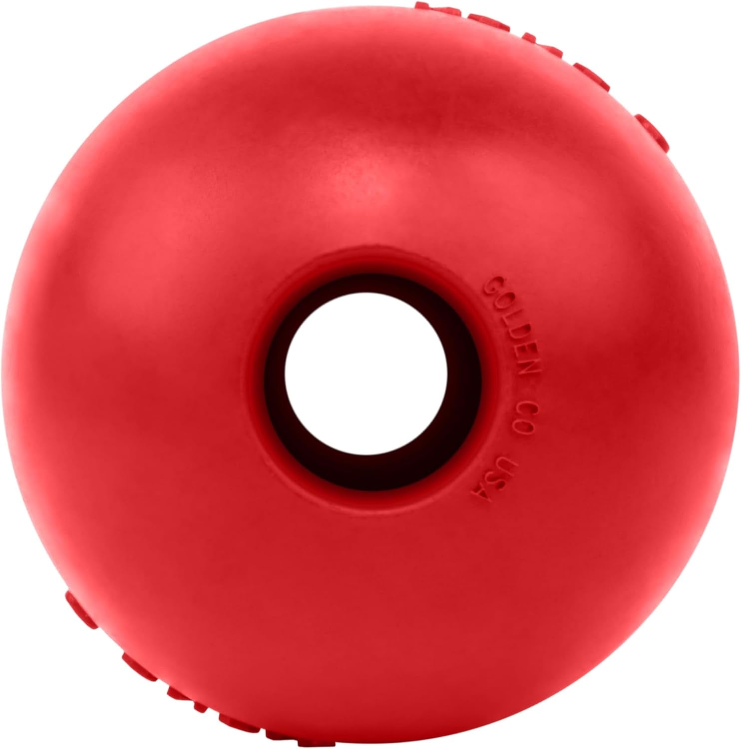 Ball with Hole - Durable Dog Fetch Toy for Training, Interactive Playtime & More - Classic Natural Rubber Ball - Red - for Large/X-Large Dogs