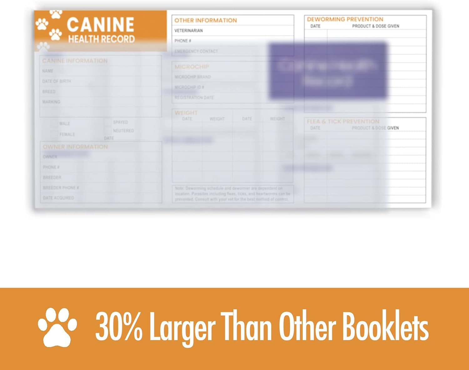 Pet Supplies | (25 Pack) Premium Canine Health Record 6X4 Inch Booklets | Dog Vaccines Large Records - Puppy Shot Vaccination Brochure