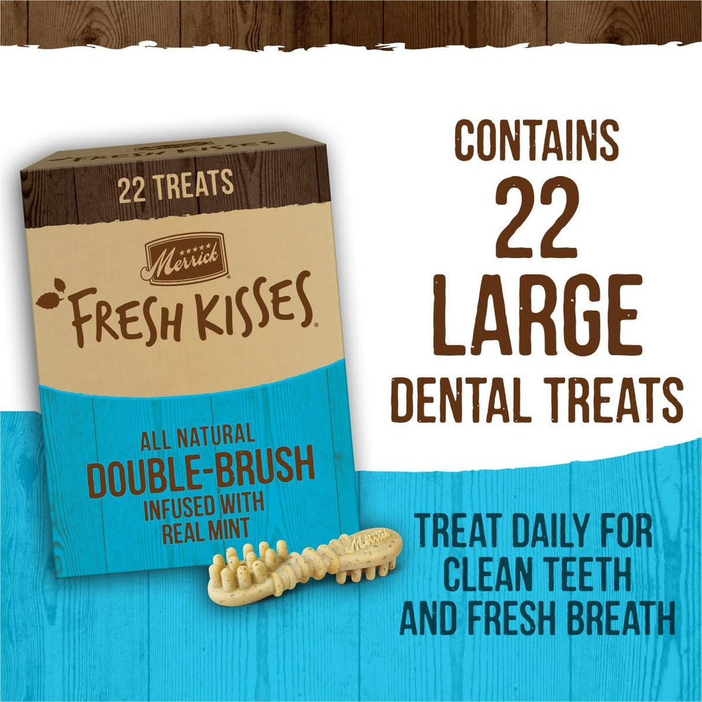 Fresh Kisses Natural Dental Chews, Toothbrush Shape Treat Infused with Real Mint, for Large Dogs - 22 Ct. Box