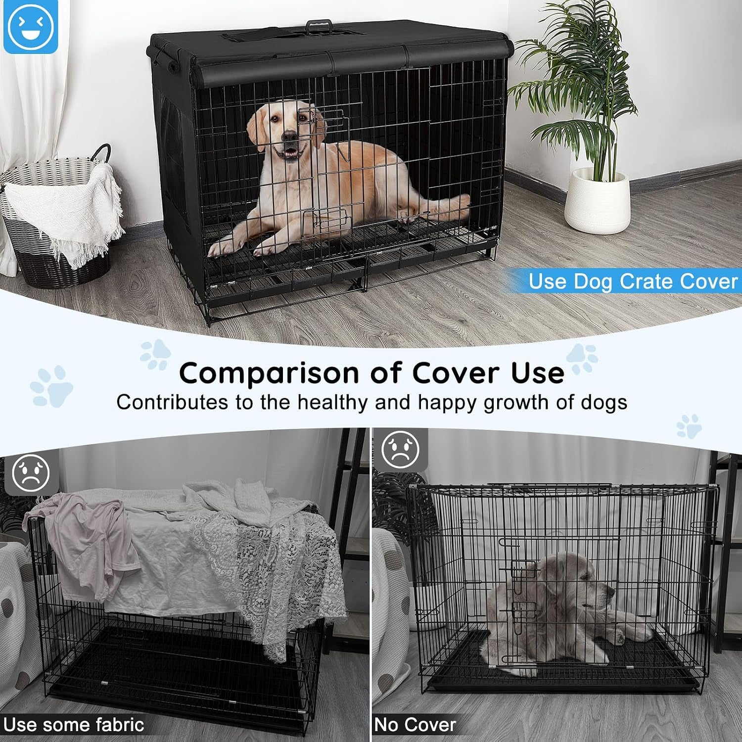 Dog Crate Cover 42 Inch Thickened Dog Kennel Cover Windproof Puppy Cage Cover with Mesh Windows on Both Sides Portable Crate Covers for Dogs Cages Fit for Indoor/Outdoor Use