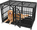 48 Inch Heavy Duty Dog Crate Indestructible Dog Kennel Large Indoor Escape Proof Big Cage for High Anxiety Large Dogs with Wheels, Locks and Removable Trays