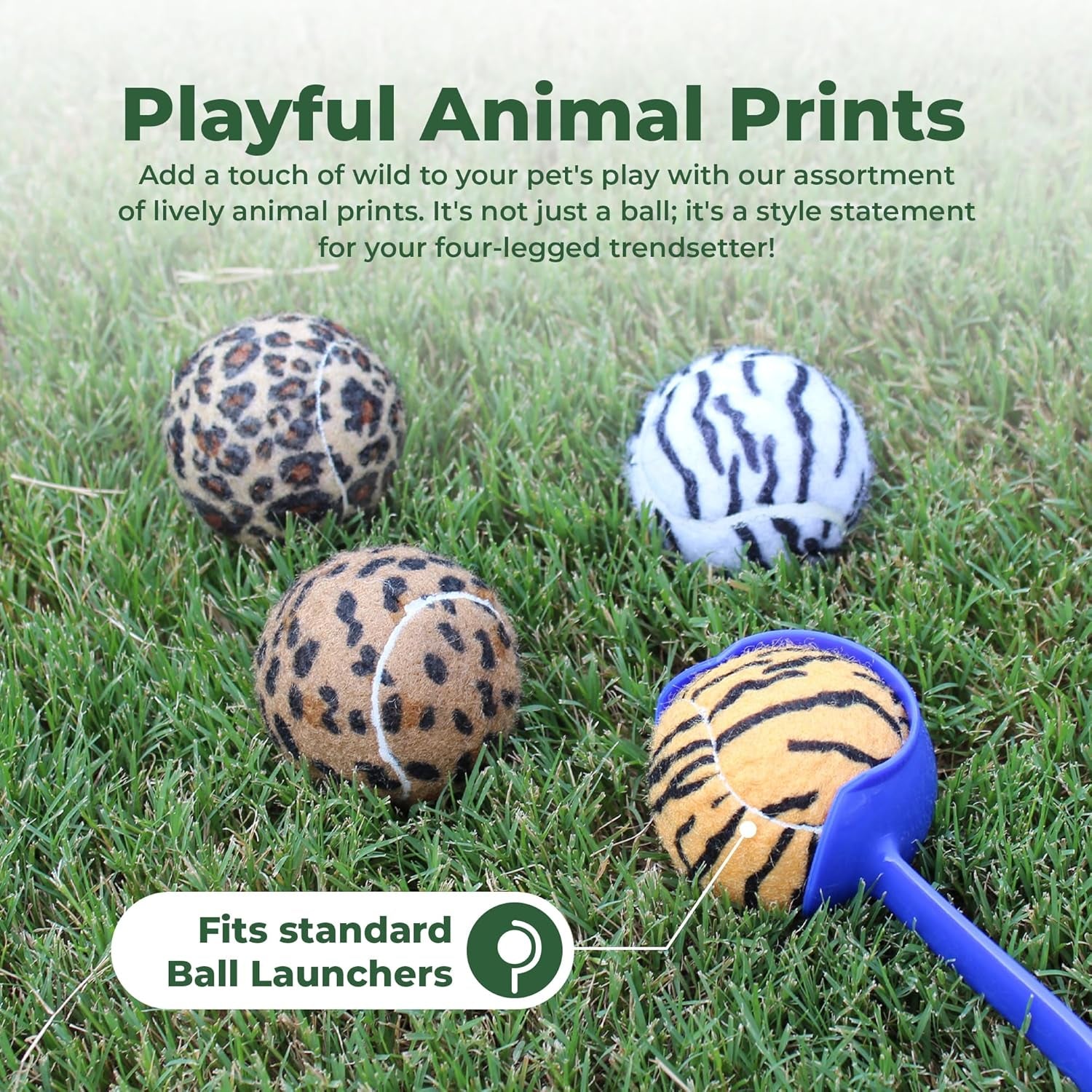Unique Sports Dog Fetch Squeaker Balls Animal Prints 18 Pack