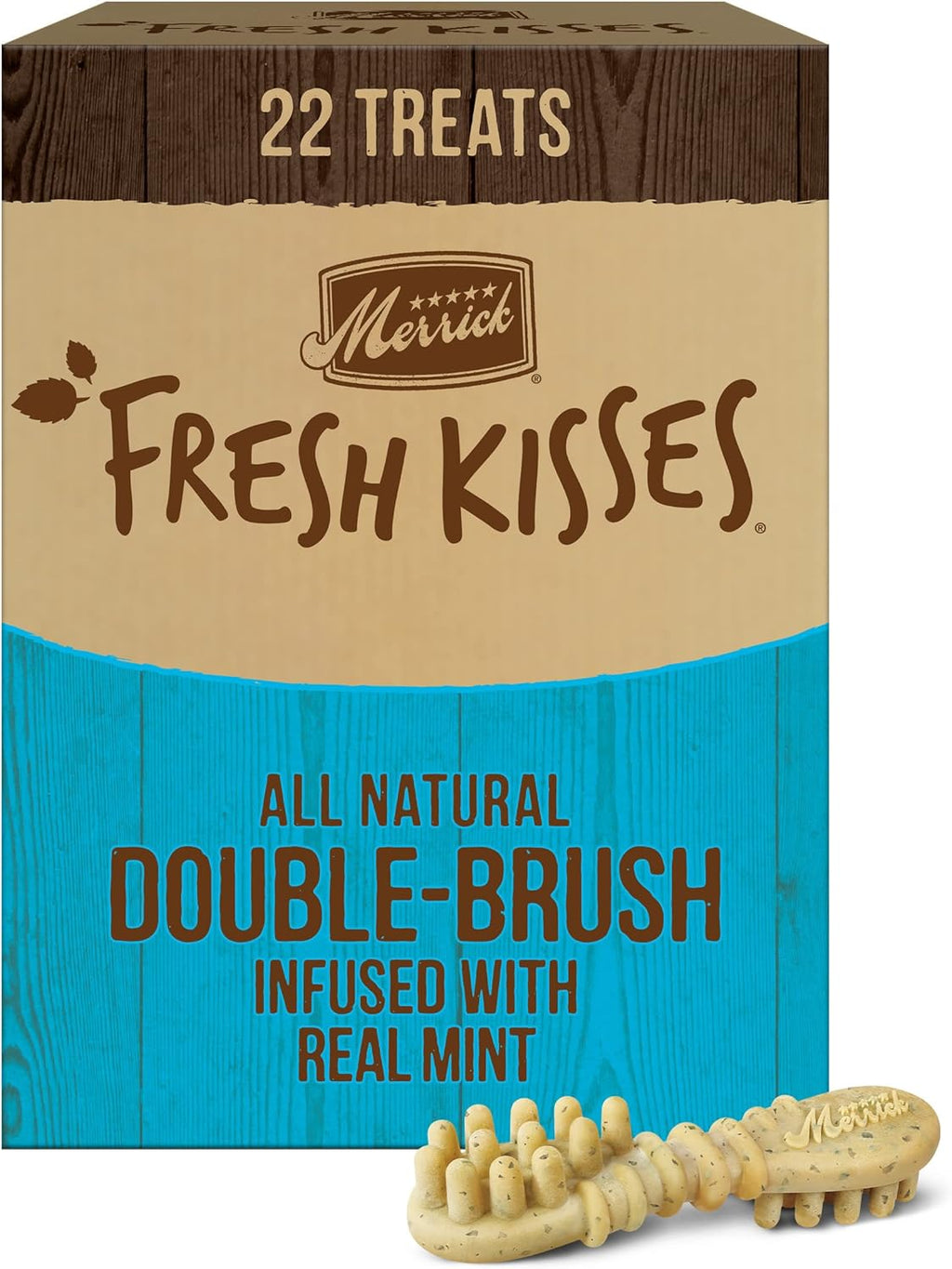 Fresh Kisses Natural Dental Chews, Toothbrush Shape Treat Infused with Real Mint, for Large Dogs - 22 Ct. Box