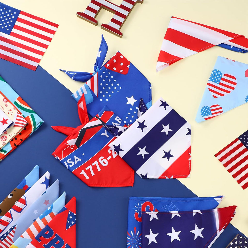 50 Pcs 4Th of July Dog Bandanas 250Th Anniversary Pet Bandanas Bulk Independence Day Triangle Pet Bibs Scarf for Medium Large Dog 4Th of July 250Th Festival Costume
