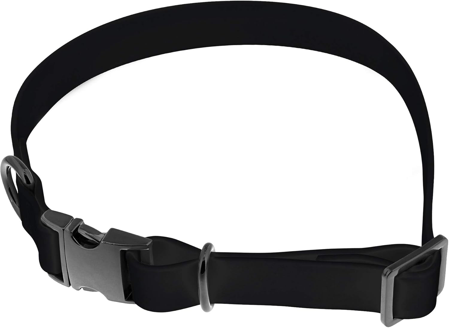 Medium Silicone Dog Collar - Black 20In Stylish Dog Collar with Clasp Buckle and D-Ring Leash Loop