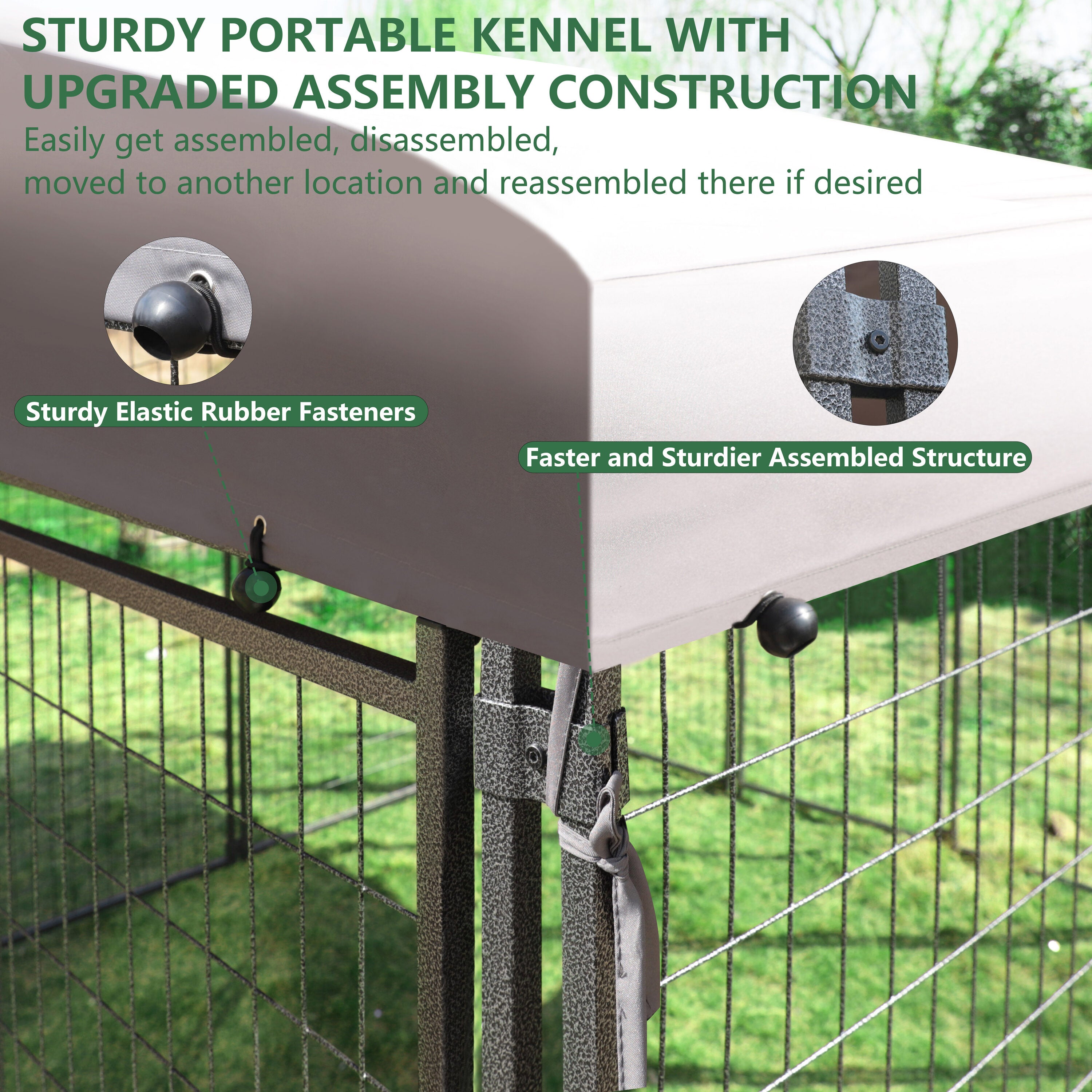 Metal Dog Kennel 90.4-In X 120.9-In Black Steel Indoor/Outdoor Pet Gazebo