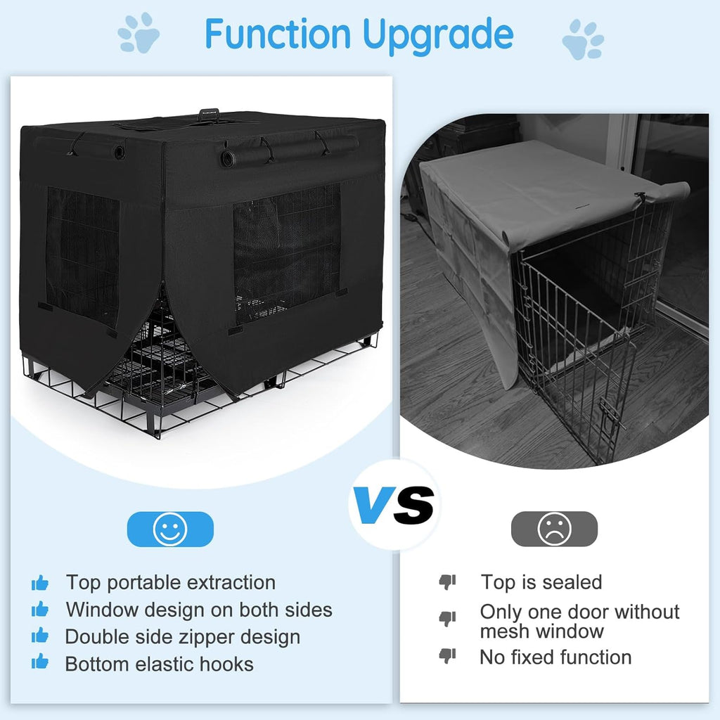 Dog Crate Cover 42 Inch Thickened Dog Kennel Cover Windproof Puppy Cage Cover with Mesh Windows on Both Sides Portable Crate Covers for Dogs Cages Fit for Indoor/Outdoor Use