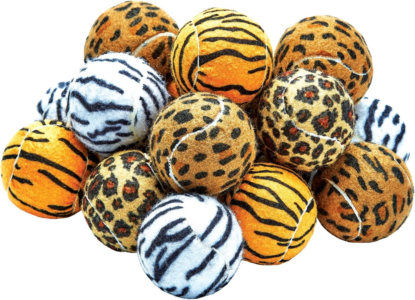Unique Sports Dog Fetch Squeaker Balls Animal Prints 18 Pack