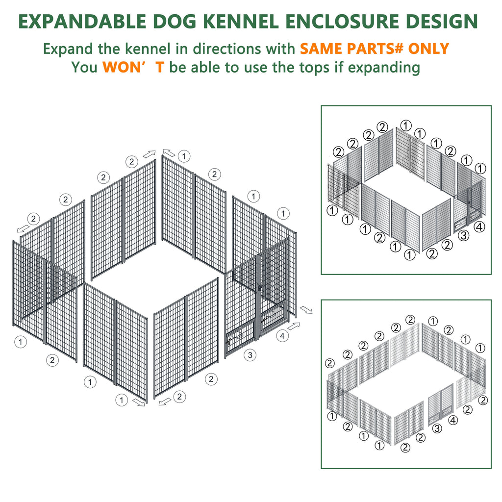 Metal Dog Kennel 90.4-In X 120.9-In Black Steel Indoor/Outdoor Pet Gazebo