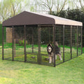 Metal Dog Kennel 90.4-In X 120.9-In Black Steel Indoor/Outdoor Pet Gazebo