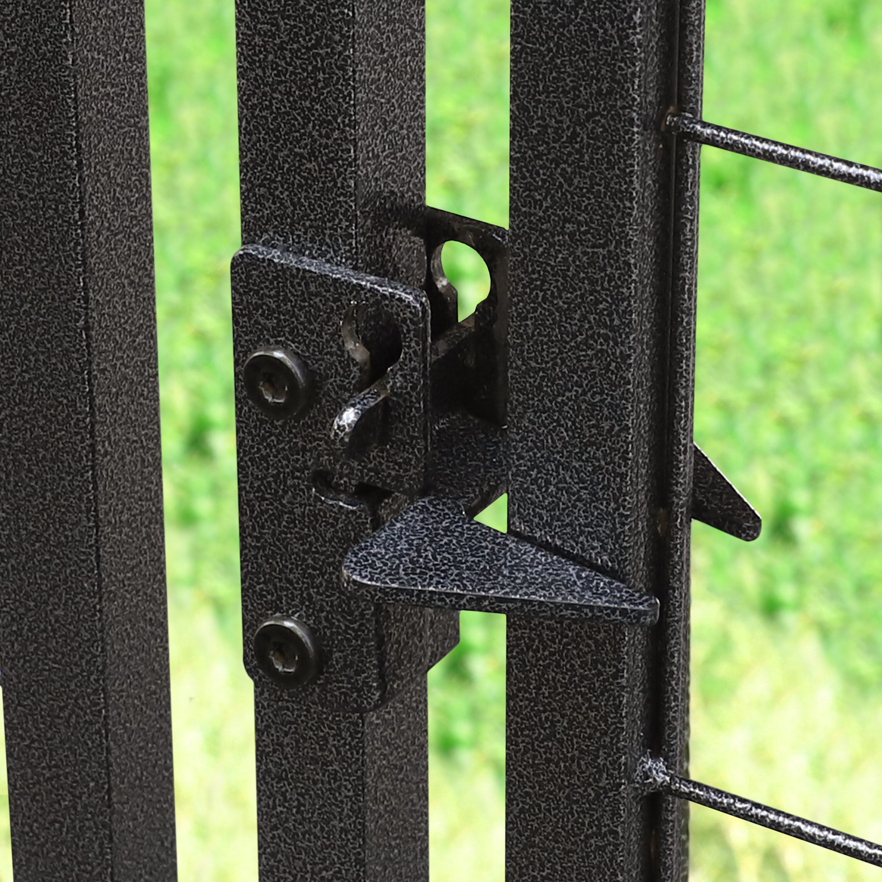 Metal Dog Kennel 90.4-In X 120.9-In Black Steel Indoor/Outdoor Pet Gazebo