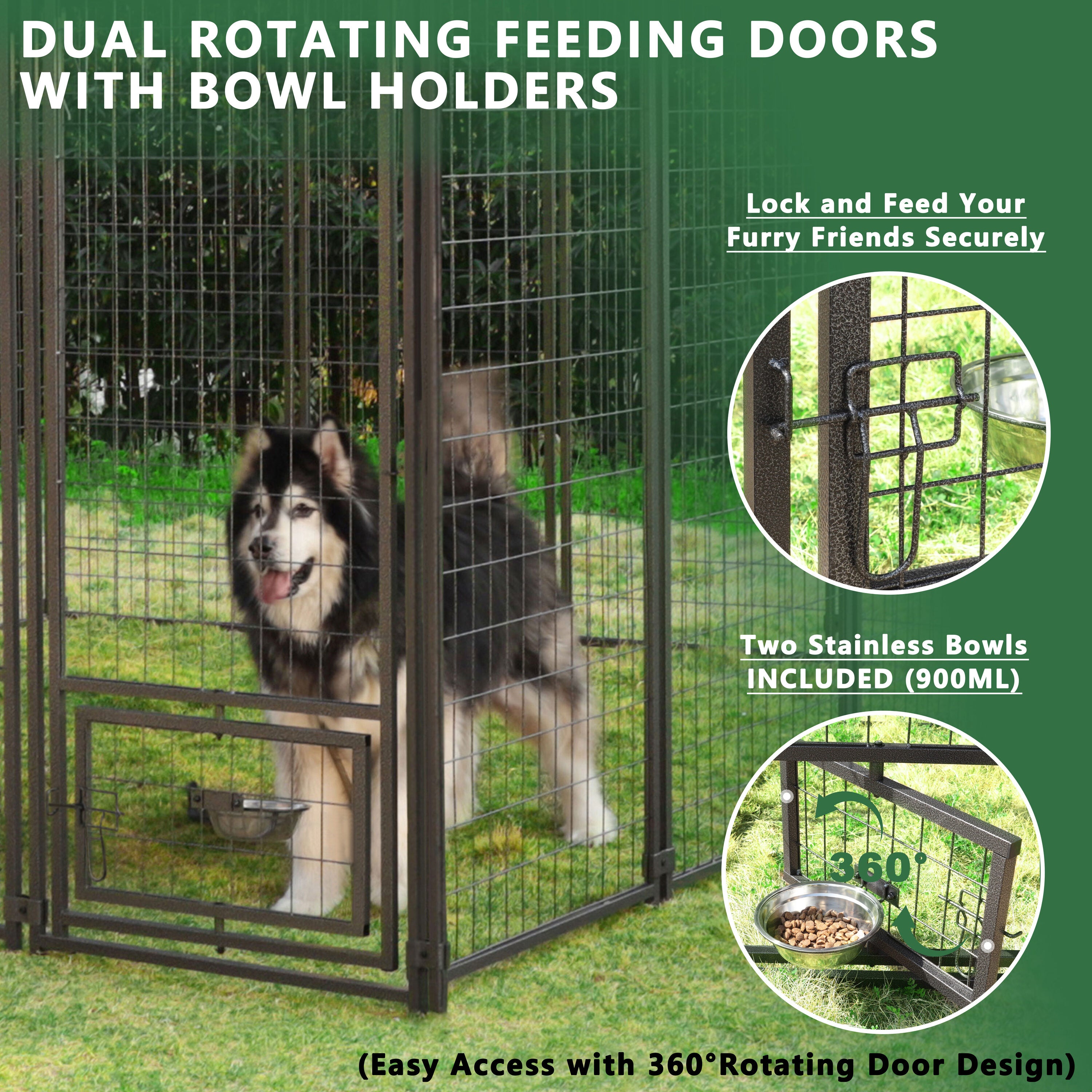 Metal Dog Kennel 90.4-In X 120.9-In Black Steel Indoor/Outdoor Pet Gazebo