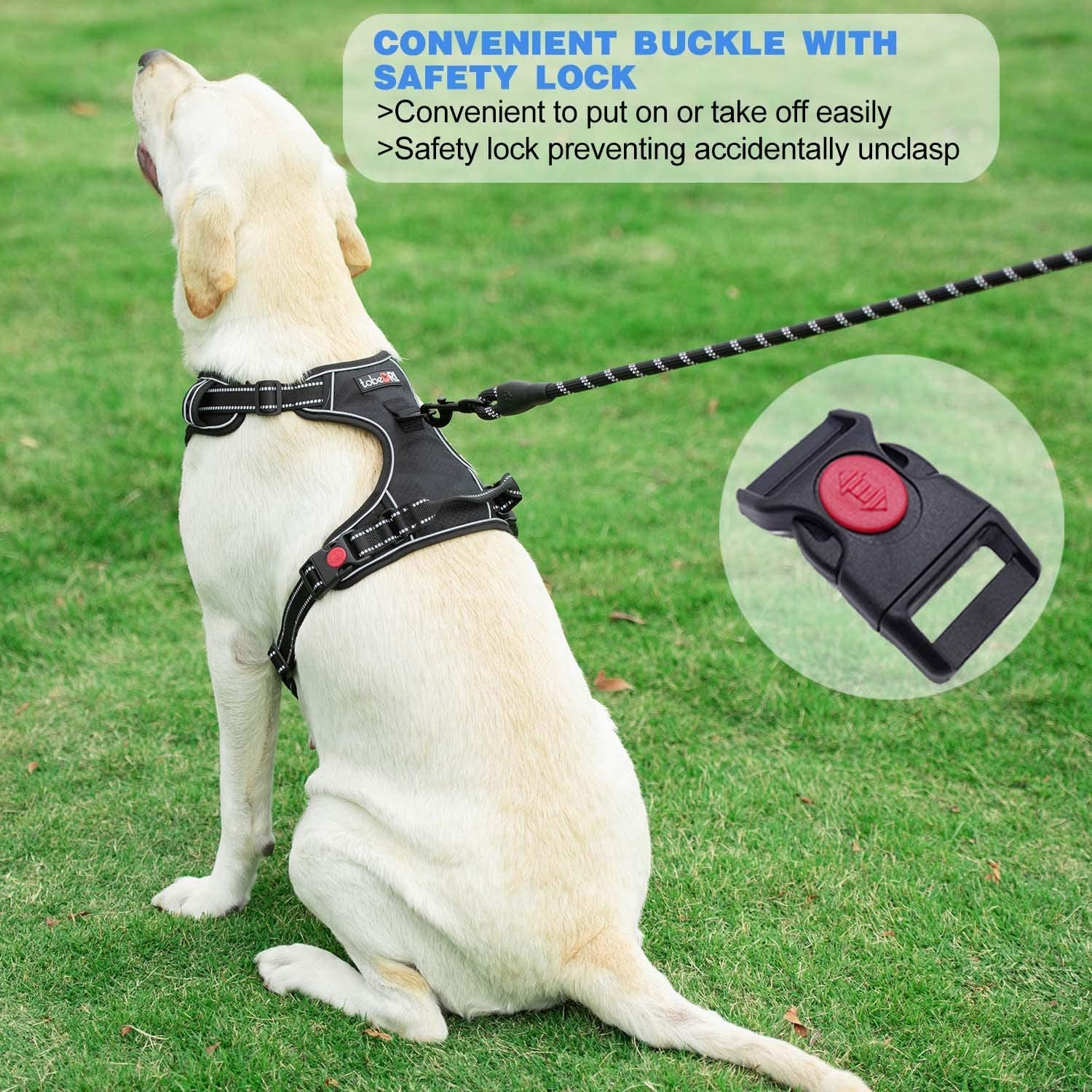 No Pull Dog Harness Adjustable Reflective Oxford Easy Control Medium Large Dog Harness with a Free Heavy Duty 5Ft Dog Leash