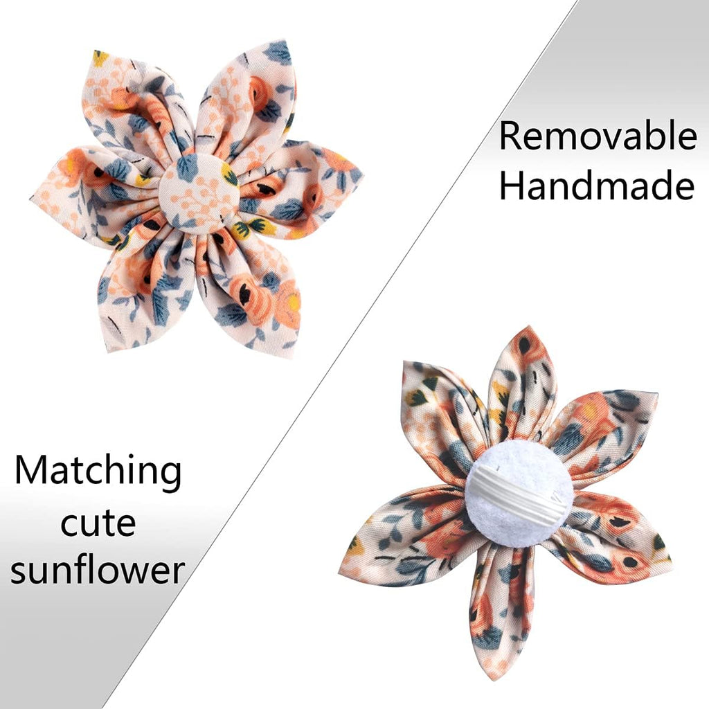 Floral Girl Dog Collar,Cotton Dog Collars for Dogs Female Dog Collar with Flower Fall Cute Dog Collars with Quick Release Buckle Puppy Collars Pet Dog Collar for Small Medium Large Dogs