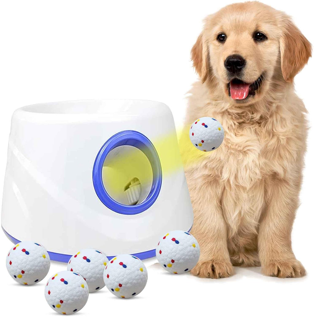 Dog Ball Thrower Launcher,Automatic Ball Launcher for Dogs with 3 Launching Distance 20-45FT,6 2.3 Inch ETPU Tennis Balls,Interactive Dog Toys for Small/Medium Dogs, Not for Aggressive Chewers