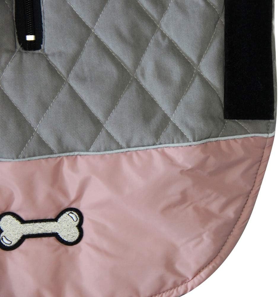 Reversible Dog Coats for Small Dogs Waterproof Warm Dog Jacket for Cold Winter,Pink and Grey M