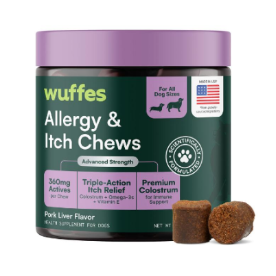 Wuffes Allergy & Itch Chews for Dogs - Skin & Immune Support Supplement for Seasonal Allergies & ...
