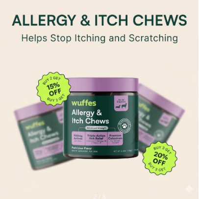 Wuffes Allergy & Itch Chews for Dogs - Skin & Immune Support Supplement for Seasonal Allergies & ...