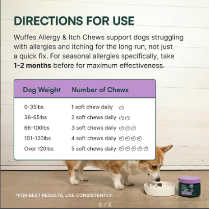Wuffes Allergy & Itch Chews for Dogs - Skin & Immune Support Supplement for Seasonal Allergies & ...