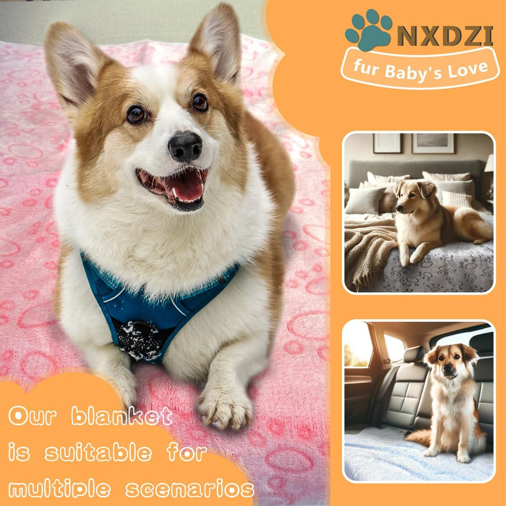 Dog Blankets for Dogs, 3 Pack Dog Blanket Washable 23" X 16", Fuzzy Soft Pet Mat Throw Cover for Kennel Crate Bed, Cute Paw Pattern, Cat Blanket, Blankets for Dogs, Pet Blanket