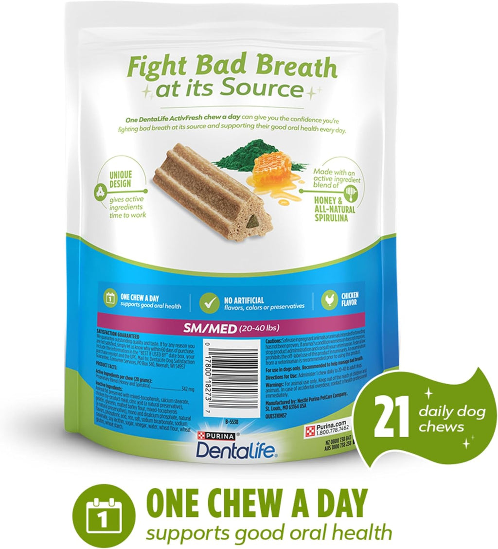 Activfresh Dog Chews for Small and Medium Dogs 20-40 Lbs., Dental Chews to Freshen Breath, Chicken Flavor, 15.5 Oz., 21 Chews - 21 Ct. Pouch