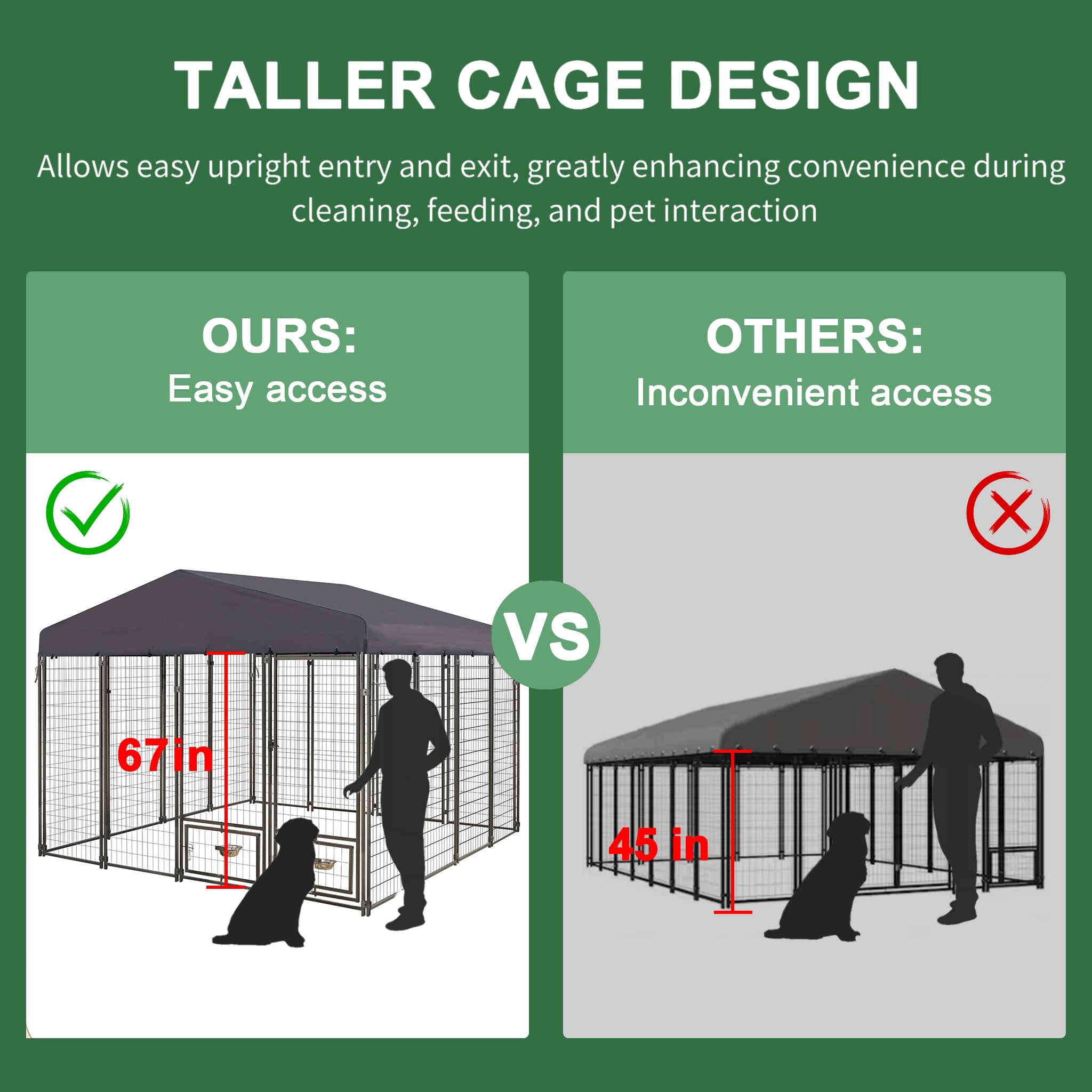 Metal Dog Kennel 90.4-In X 120.9-In Black Steel Indoor/Outdoor Pet Gazebo