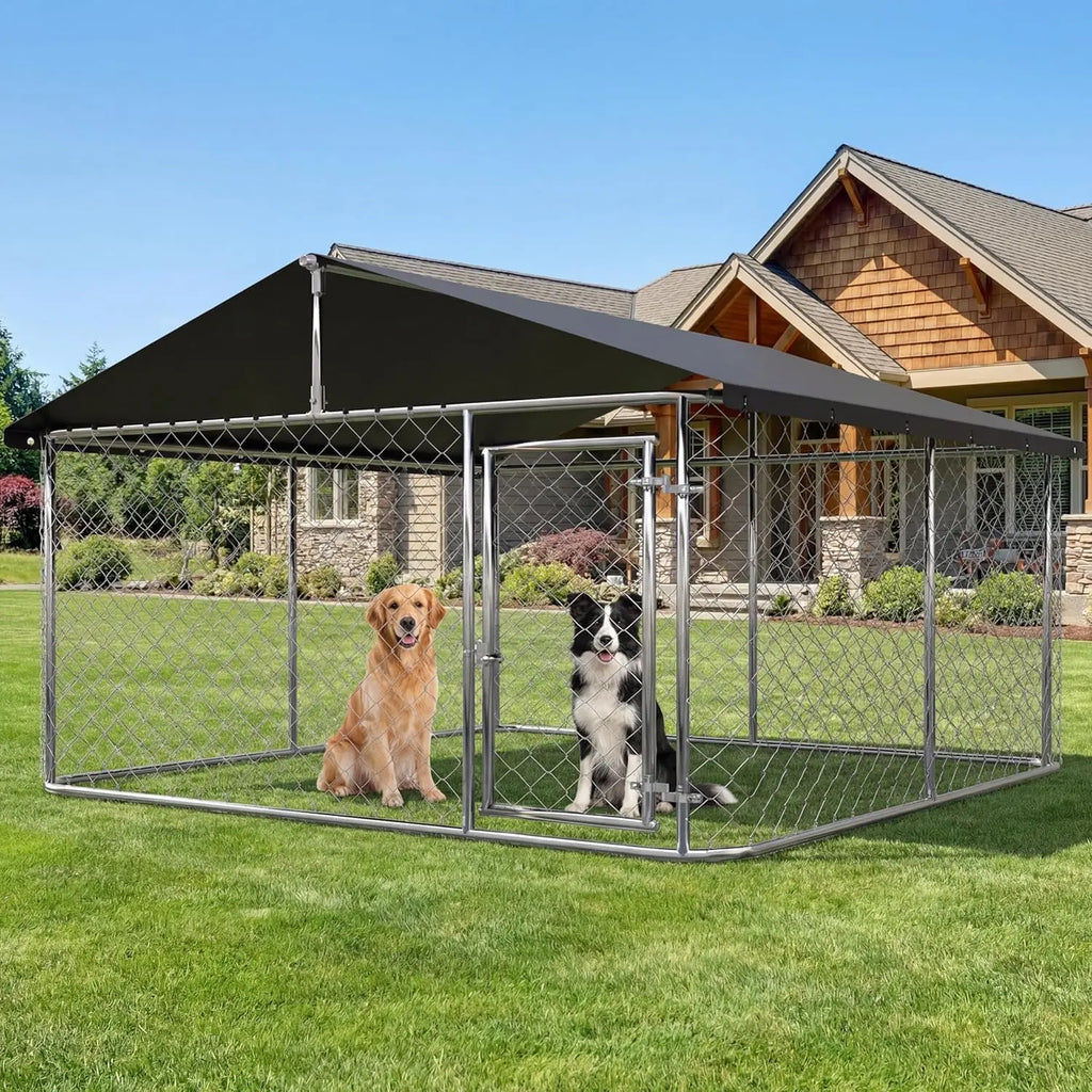 Outdoor Pet Playpen Heavy Duty Dog Kennel House Mesh Dog Big Cage Steel Fence Secure Lock
