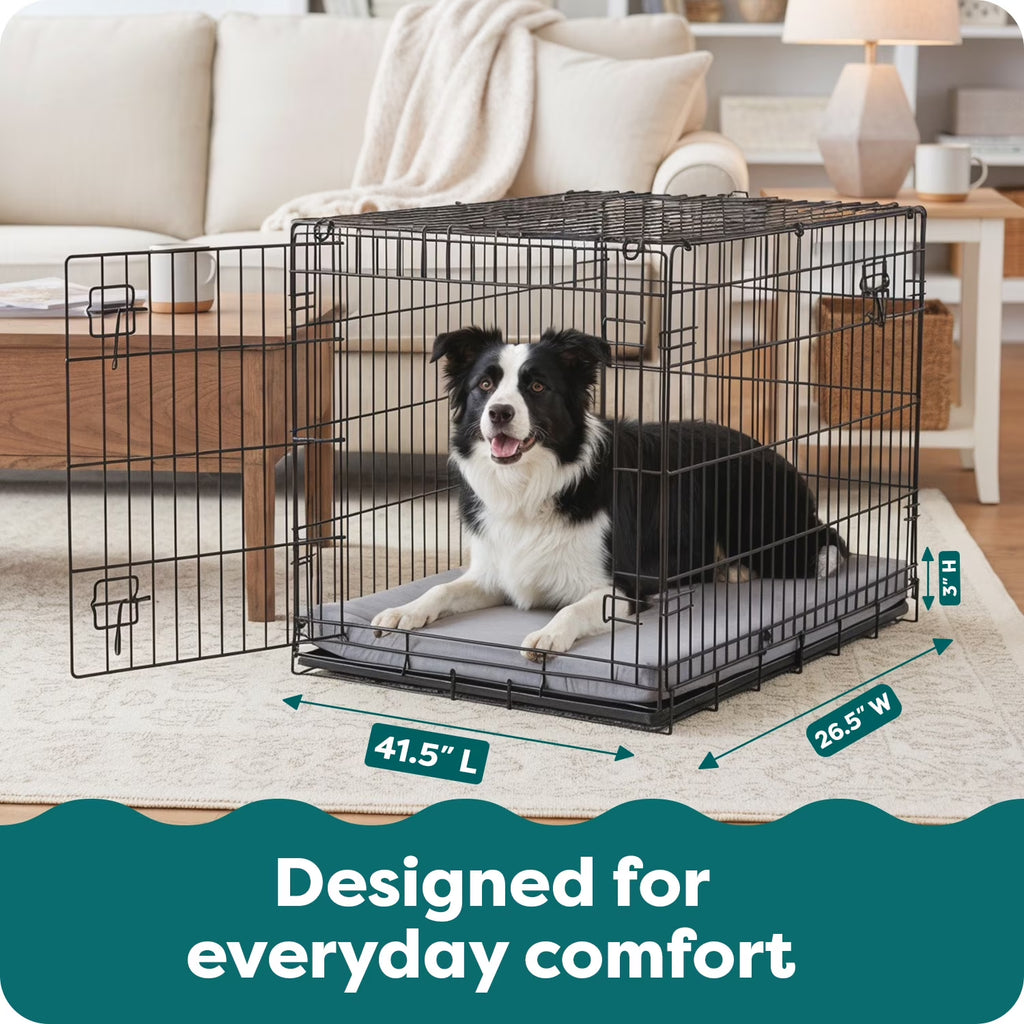 Pet Products Restful Dreamer Medium/Large Orthopedic Foam Deluxe Crate Mat, Gray