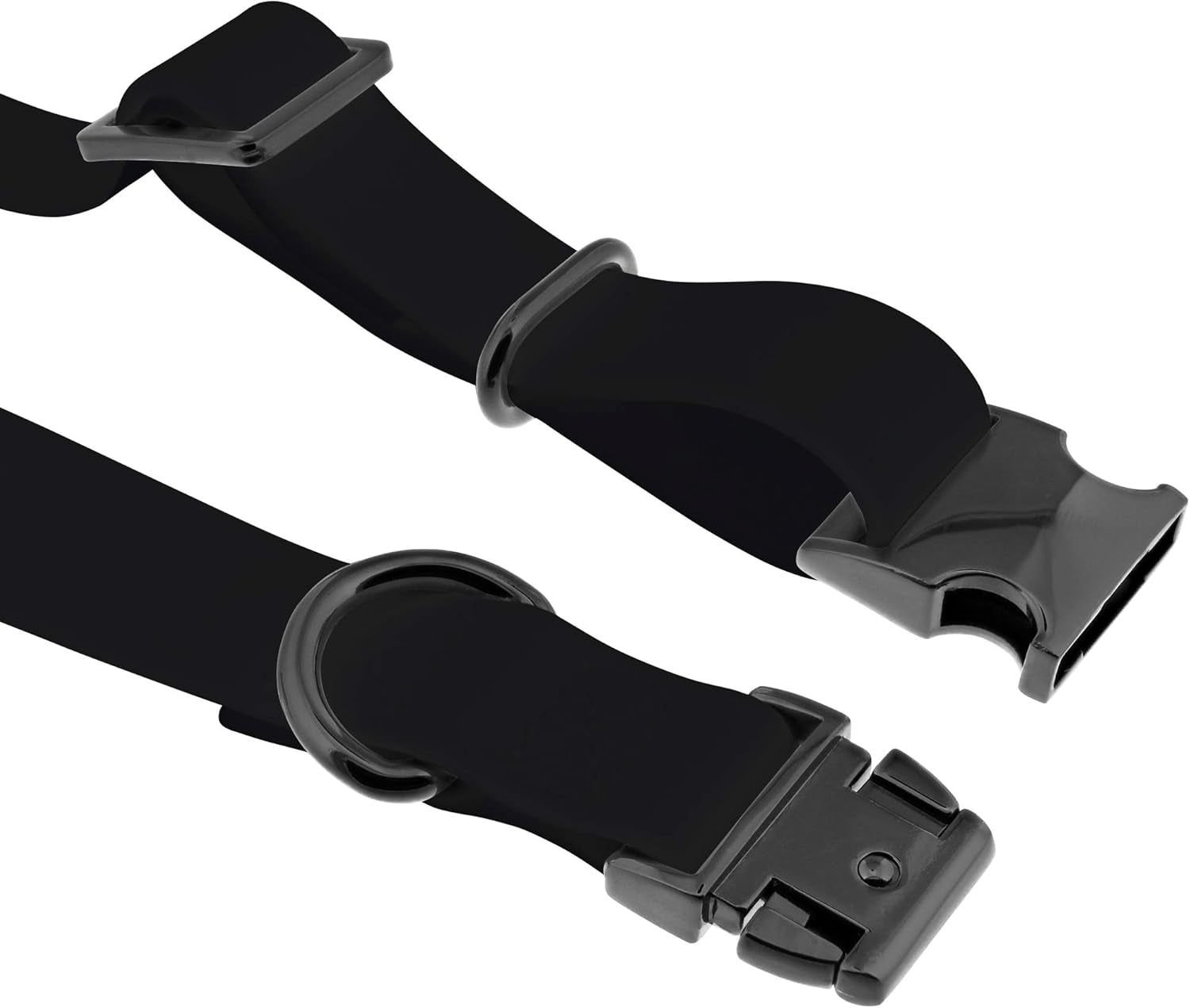 Medium Silicone Dog Collar - Black 20In Stylish Dog Collar with Clasp Buckle and D-Ring Leash Loop