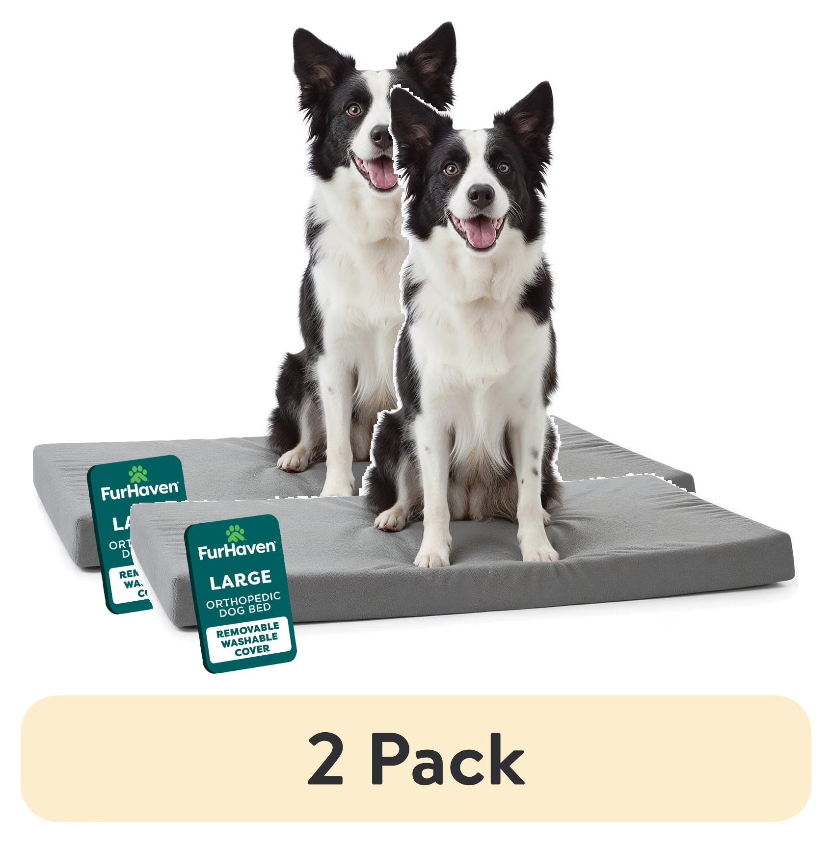 (2 Pack)  Pet Products Restful Dreamer Medium/Large Orthopedic Foam Deluxe Crate Mat, Gray