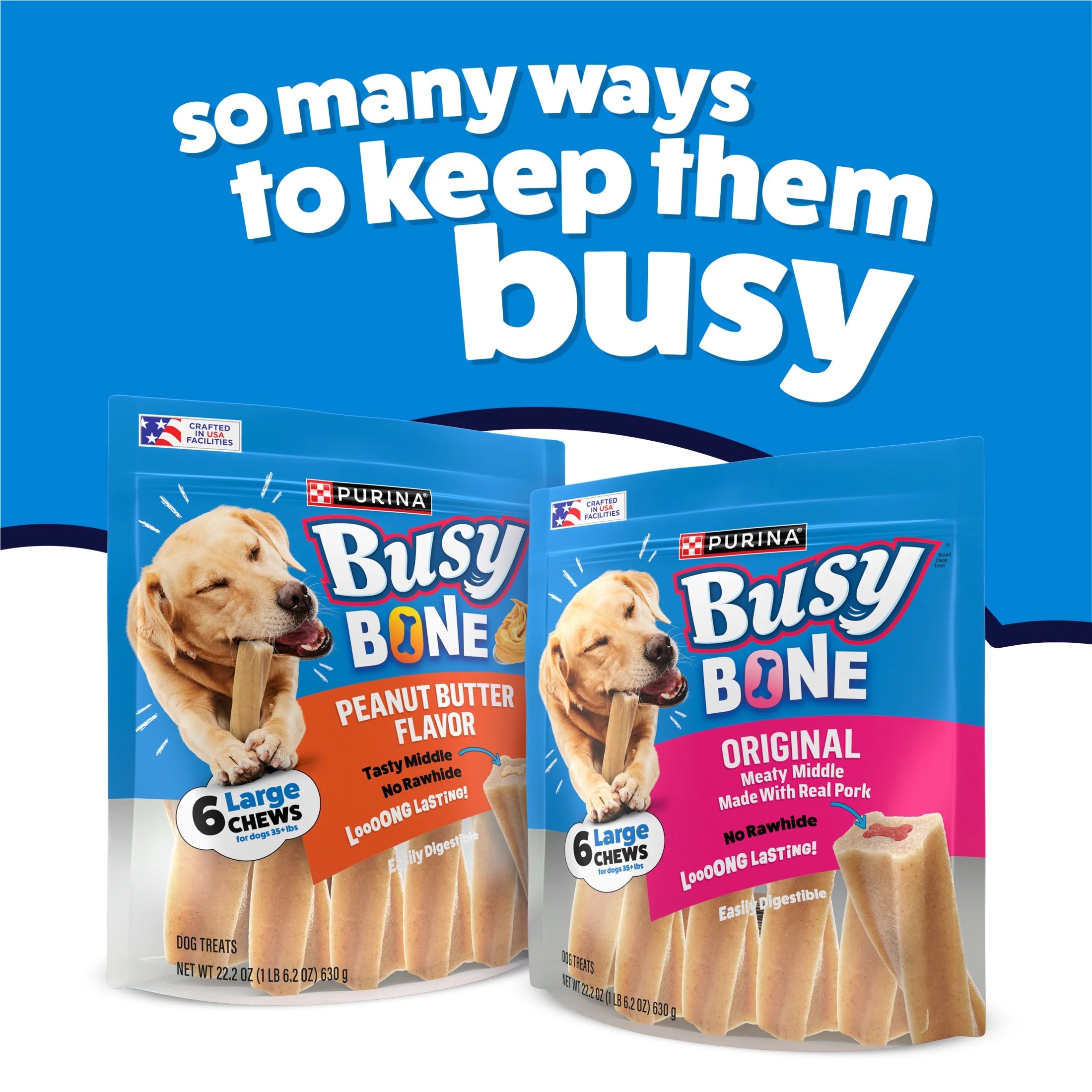 Purina  , Long Lasting Small/Medium Breed Adult Dog Chews, Peanut Butter Flavor, 21 Oz. Pouch