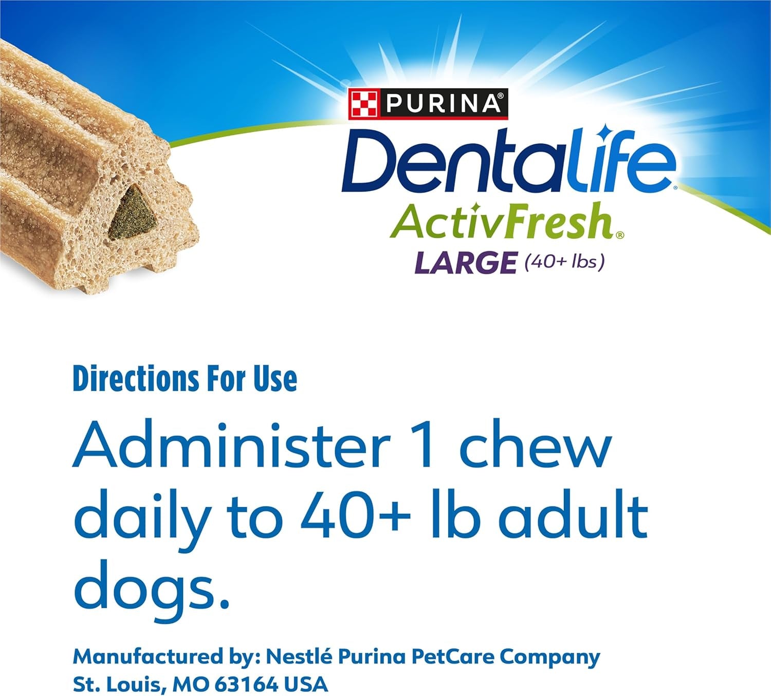 Activfresh Pack of 2 Dog Chews for Large Dogs 40 Lbs. and Up, Dental Chews to Freshen Breath, Chicken Flavor, 35 Oz. Each, 30 Chews Each/60 Total Chews - 30 Ct. Pouch