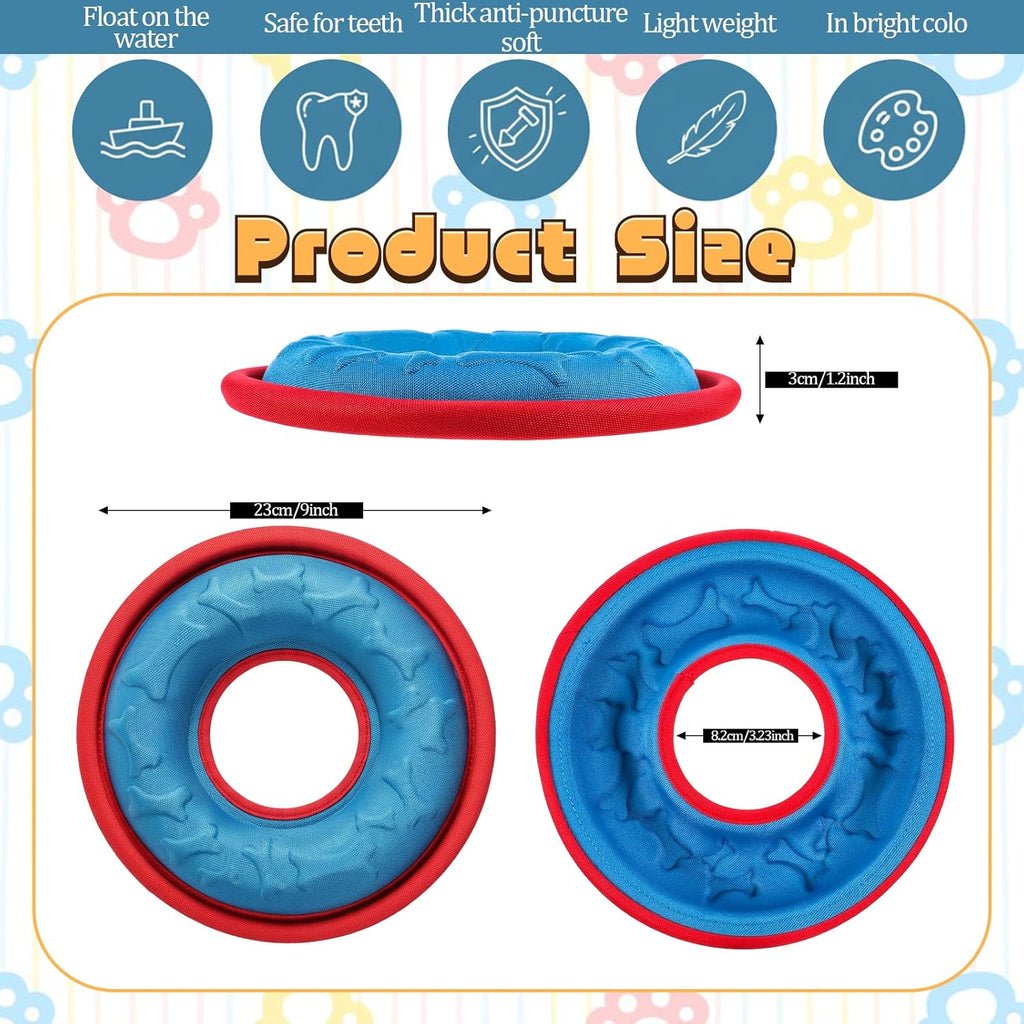 3 Pcs Flying Disc Dog Fetch Toys, 9.05 Inch Interactive Flyer and Tug Toys, Feedable Lightweight Nylon Fabric Pet Training and Outdoor Exercise Toys for Small, Medium, Large Dogs, Safe on Teeth